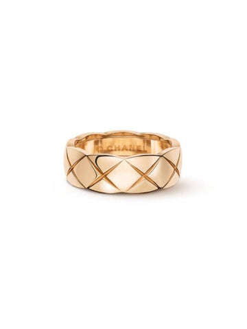 Coco Crush Quilted Motif Small Ring Gold Chanel
