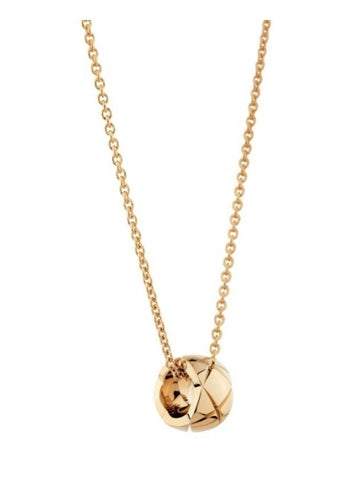Coco Crush Quilted Motif 18K Necklace Gold Chanel