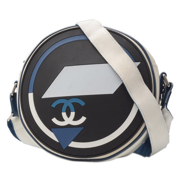 Top Quality Chanel Airline Round Shoulder Bag Rubber Canvas Navy Black White