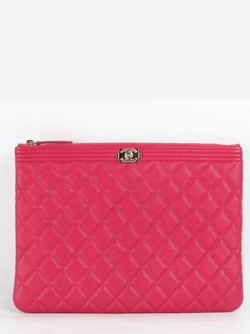 Lambskin Boy Clutch Bag M Chanel