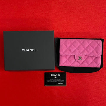 Top Quality Chanel Caviar Leather Bifold Wallet Pink