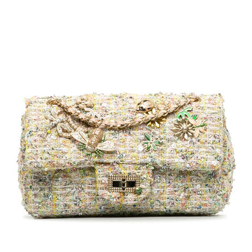 Top Quality Chanel 2.55 Flap Chain Shoulder Bag in Tweed Multicolor Insects Pattern