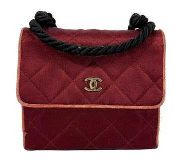 Top Quality Chanel -   Mini Satin Quilted Rope Shoulder Crossbody - Burgundy / Black