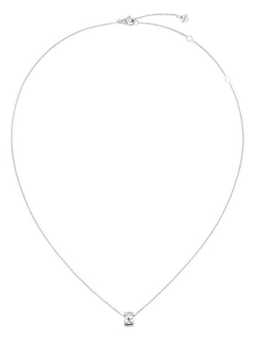 Coco Crush Quilted Motif Pendant Necklace Silver Chanel