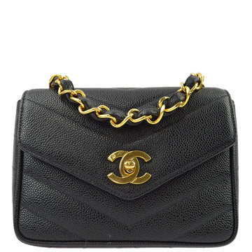 Top Quality Chanel Black Caviar V-Stitch Mini Square Shoulder Bag 17