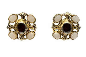 Top Quality Chanel - Gripoix Red White Clip On Gold Tone Earrings 70s-80'
