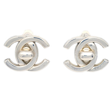 Top Quality Chanel CC Turnlock Earrings Clip-On Silver Small 96A