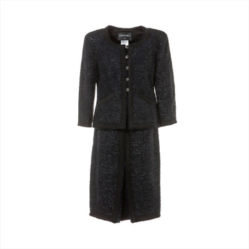 Top Quality Chanel Coconut Button P36 Wool x Nylon Setup 36/38  Black Twid