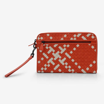 B V  - Two Tone Leather Document Case Wristlet