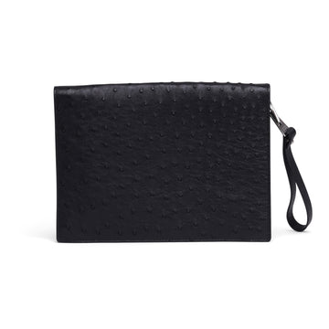 B V  - Ostrich Leather Document Case Wristlet