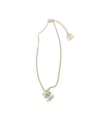 CC Logo Ribbon Necklace Gold Chanel