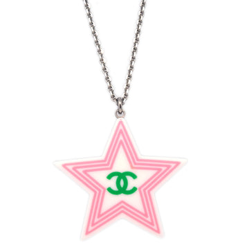 Top Quality Chanel Star Chain Necklace Pendant Silver White 04C