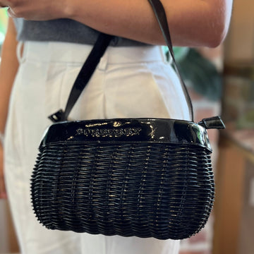 B-BERRY Wicker Basket Top Handle Bag