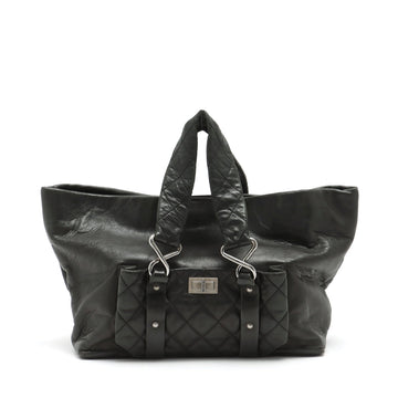 Top Quality Chanel 2.55 Leather Tote Bag Matrasse Black Silver Gold  11th