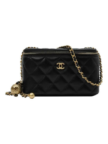 Chain Golden Ball Vanity Small Lambskin Cross Bag Black Chanel