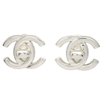 Top Quality Chanel CC Turnlock Earrings Clip-On Silver Large 96A
