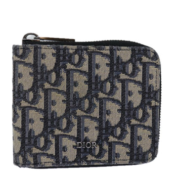 CHRISTIAN Top quality Dior Trotter Canvas Zip Wallet Navy Silver Auth 85809