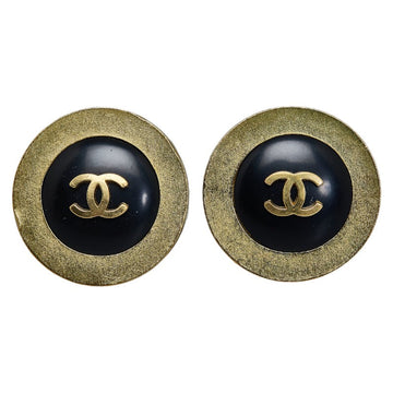 Top Quality Chanel Coco Round Earring Gold Black   Chanel