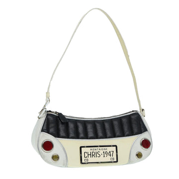 CHRISTIAN Top quality Dior Montagne Trailer Shoulder Bag Leather Black Silver Auth 86594