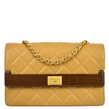 Top Quality Chanel 2003-2004 Beige Caviar Straight Flap Shoulder Bag