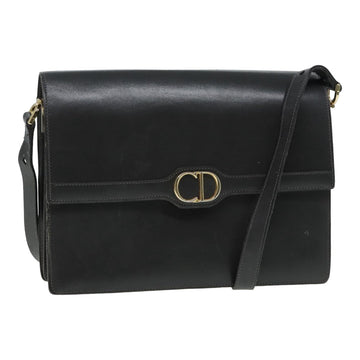 CHRISTIAN Top quality Dior Shoulder Bag Leather Gray Gold Auth 87198