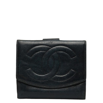 Top Quality Chanel DECACOCO Double Hook Fed Wallet Black Leather  CHANEL