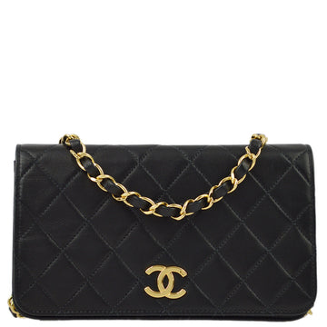 Top Quality Chanel 2000-2001 Black Lambskin Pushlock Mini Full Flap Shoulder Bag