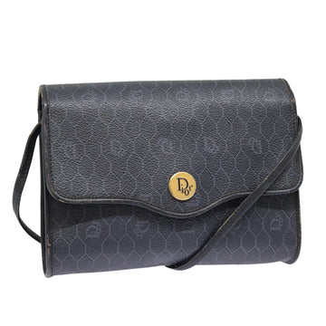 CHRISTIAN Top quality Dior Honeycomb Canvas Shoulder Bag PVC Leather Black Gold Auth 88625