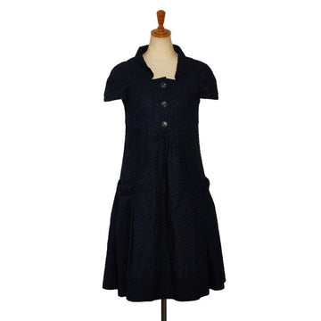 Top Quality Chanel Coco Button Fresh One Earrings French Sleep Half-Sleep Size 34 P40451V23055 Navy Yolan Cotton  CHANEL