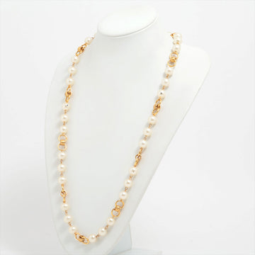 Top Quality Chanel Coco 95A Necklace GP   Pearl Gold