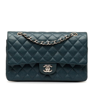 Top Quality Chanel Mattrase 25 Coco Double Flap Chain Shoulder Bag Blue Silver Caviar S  CHANEL
