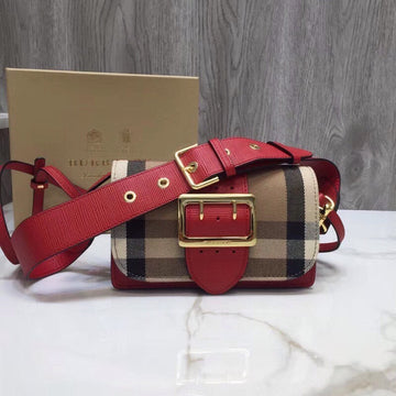 B-Berry - Luxe Carry  The Small Buckle Bag In House Check Red For Women, Bags 7.5in/19Luxe Carry