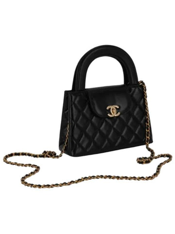 Gold Hardware Small Shiny   Calfskin Tote Bag Black Chanel