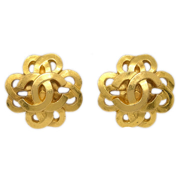 Top Quality Chanel Flower Earrings Clip-On Gold 97P