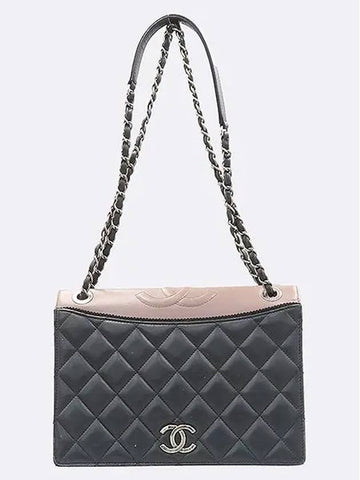 A93012 Brown Black Color Ballet Flap   Silver CC Chain Shoulder Bag Chanel