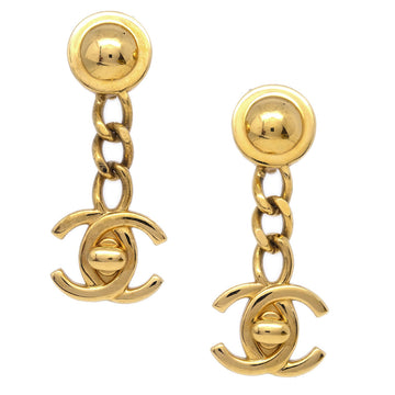 Top Quality Chanel Dangle Turnlock Earrings Clip-On Gold 96A