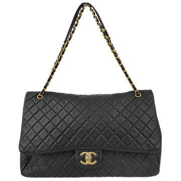 Top Quality Chanel Black Calfskin XXL Single Flap Shoulder Bag
