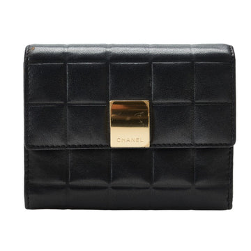Top Quality Chanel Chocolate Bar Three Folded Wallet Black Leather Lady Chanel