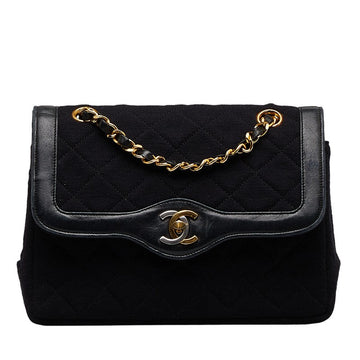 Top Quality Chanel Mattress Cocomark Double Flap 23 Chain houlder Bag Black Cotton Leather  CHANEL