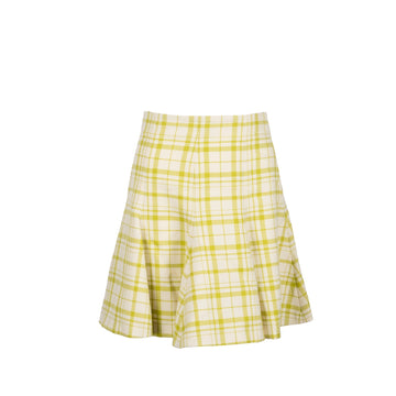 Top quality Dior Size 36 Pop Check Skirt Virgin Wool Light Green/ White