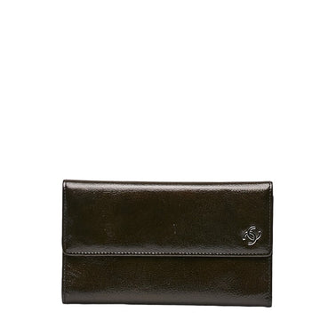 Top Quality Chanel Cocomark Three Folded Wallet Metal Curry Patent Leather  CHANEL