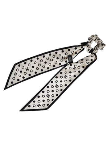 Hair Accessory Silk Twill Ivory Black Chanel