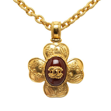 Top Quality Chanel   Gripoix Coco Mark Flower Necklace Gold Plated
