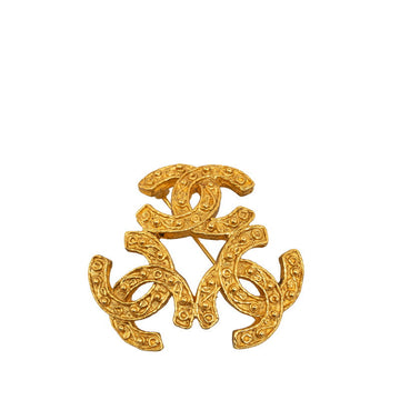 Top Quality Chanel   Coco Mark Triple Brooch Gold Plated