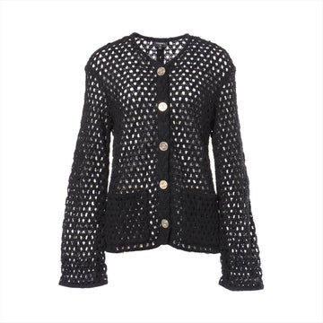 Top Quality Chanel Coconut Button P65 Cotton X Linen s Jacket 40  Black