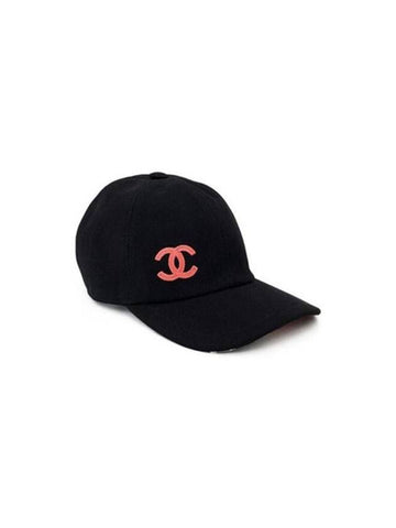 Embroidered CC Logo Cotton Ball Cap Black Chanel