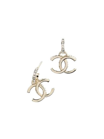 CC Logo Drop Earrings Gold Chanel