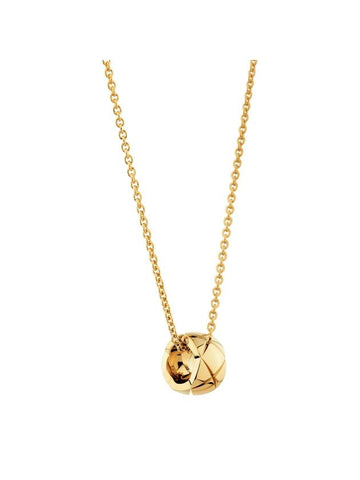 Coco Crush Quilted Motif Necklace Gold Chanel