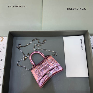 BLN-Ciaga Hourglass Mini Handbag With Chain In Light Pink, For Women,  Bags 4.7in/12Luxe Carry
