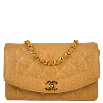 Top Quality Chanel Beige Caviar Small Diana Shoulder Bag